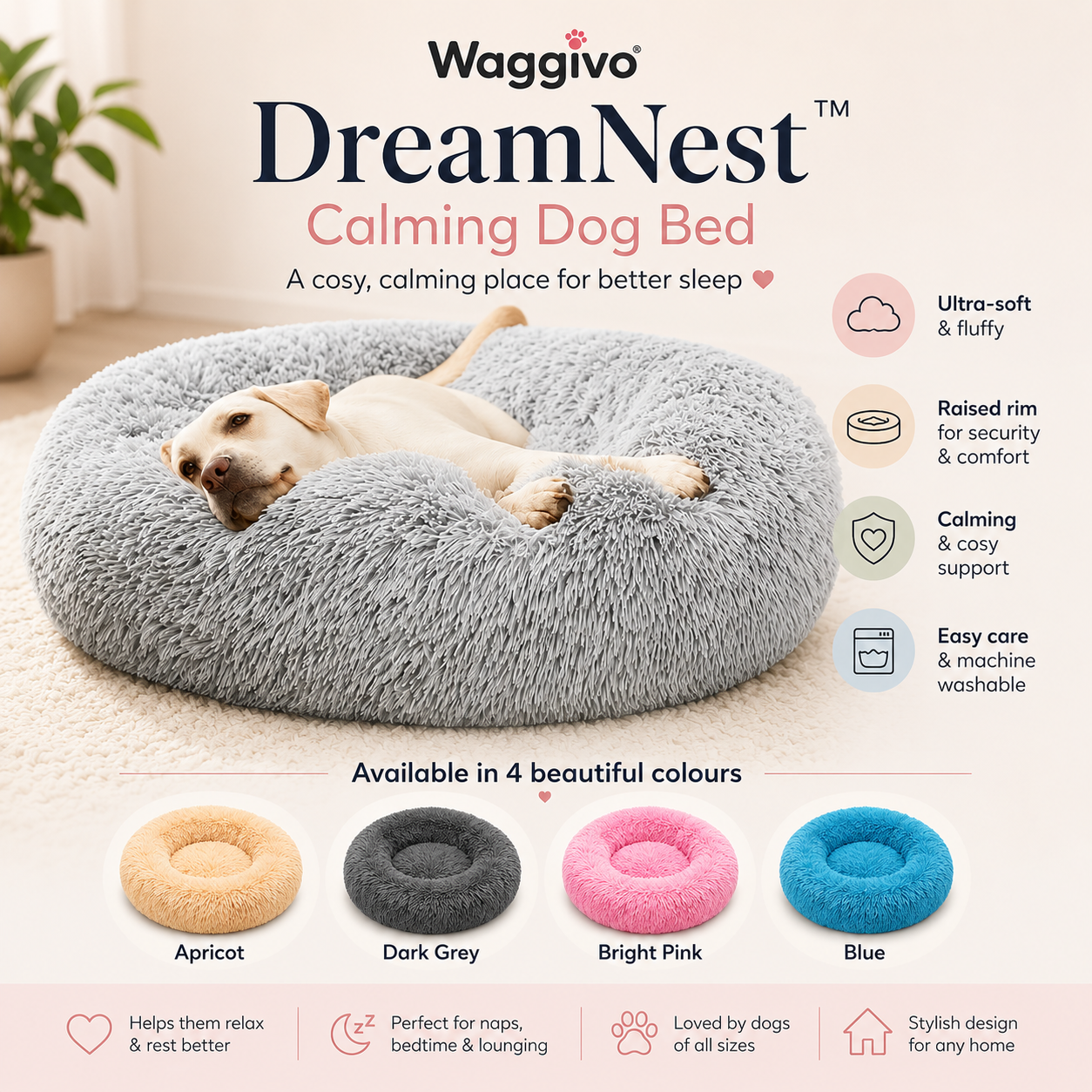 Waggivo DreamNest™ Calming Dog Bed