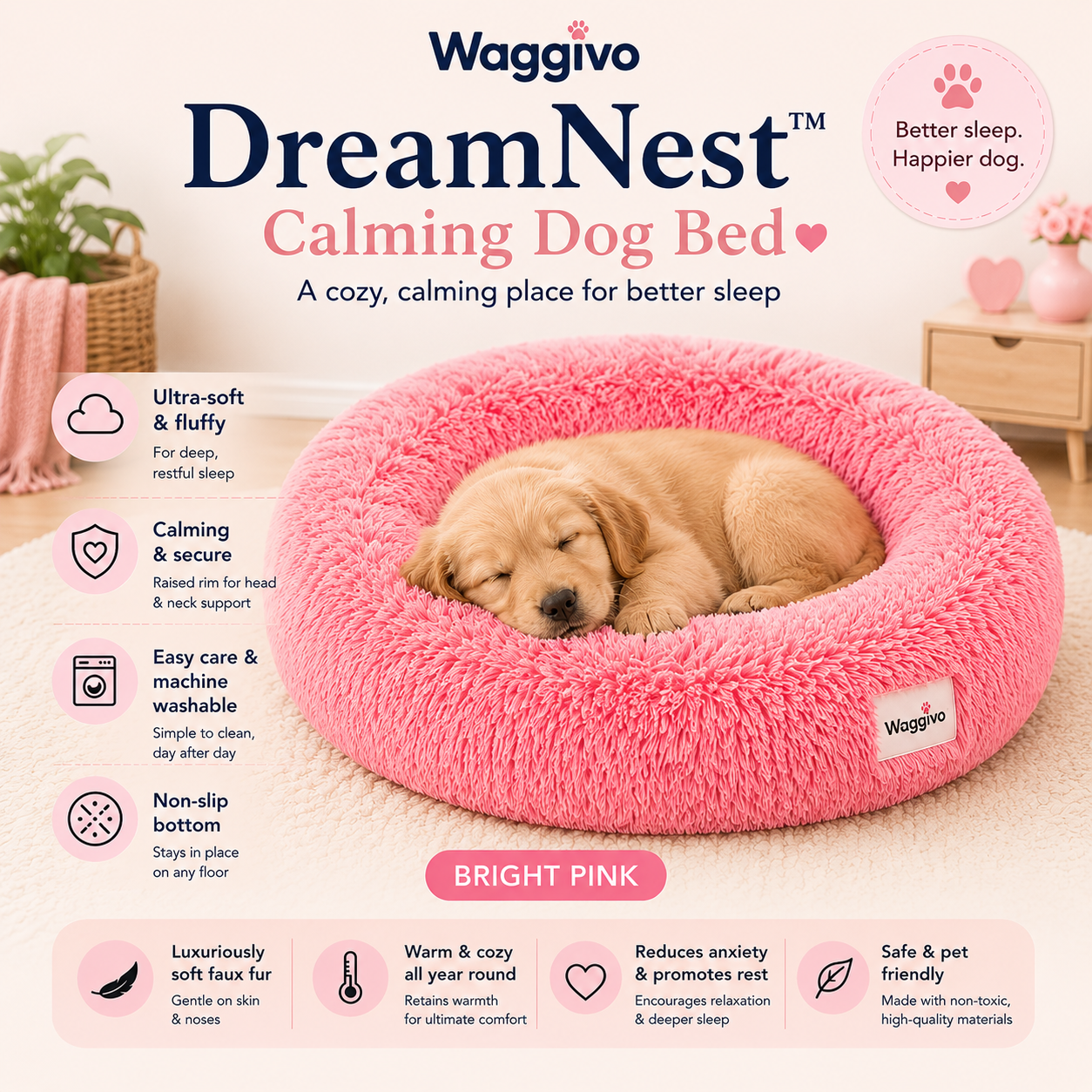 Waggivo DreamNest™ Calming Dog Bed